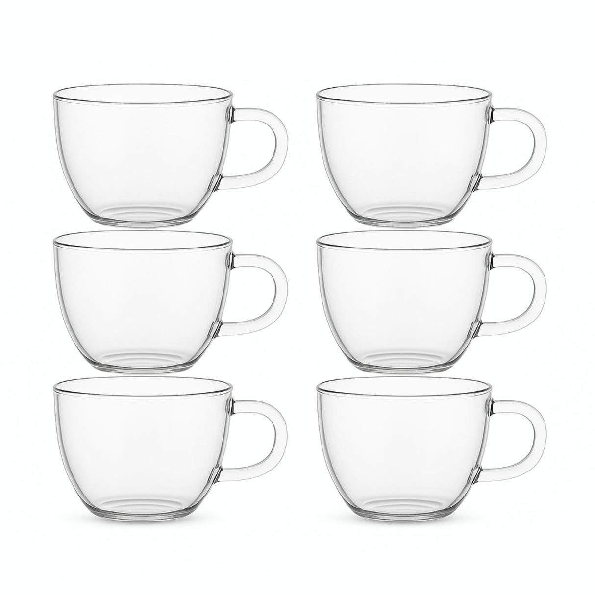 Set 6 Tazas Vidrio Transparente 240mL Diseño Clásico