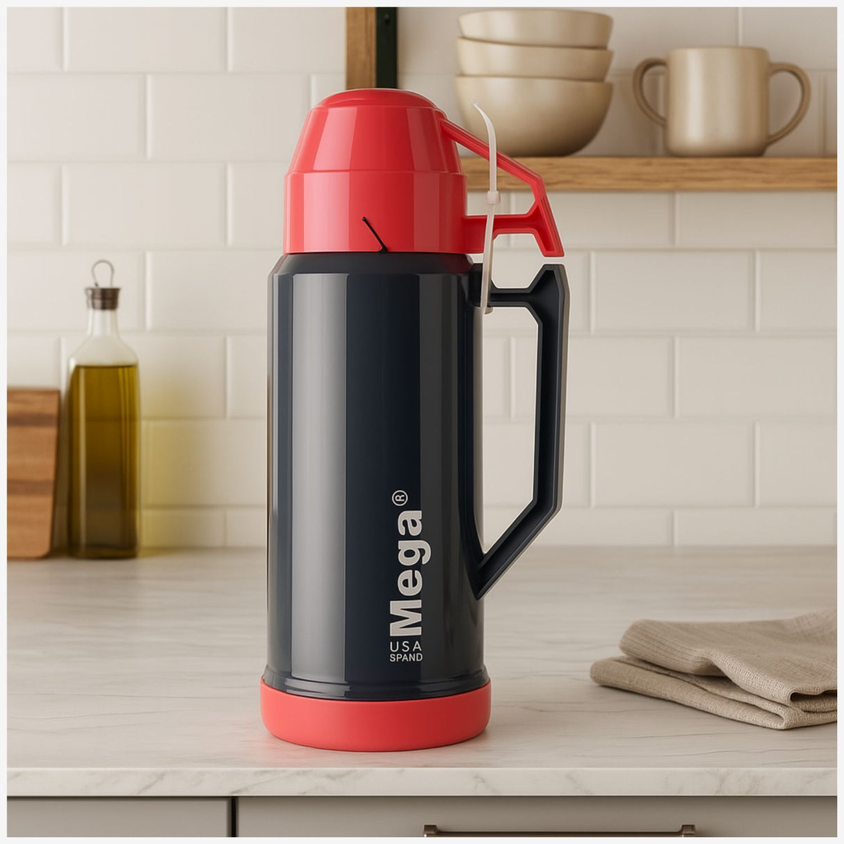 Termo Mega 1L New Megatemp Bebidas Calientes Frias con Tazas Rosa