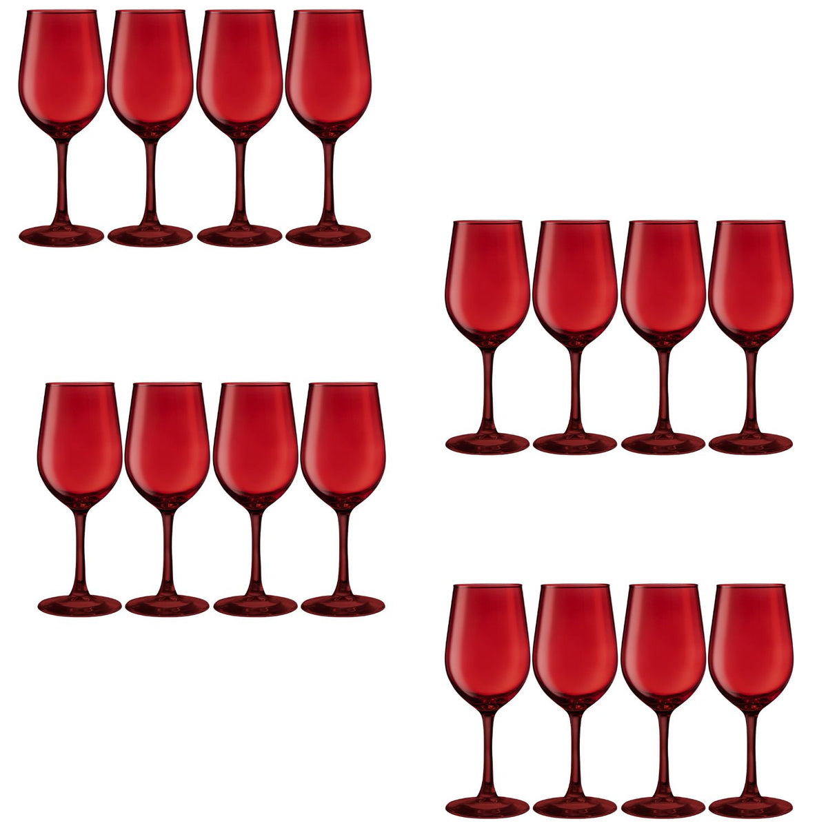 Set 16 Copas Vino Rouge Full Color Rojo 315mL Allegra Vidrio | Disparo.cl