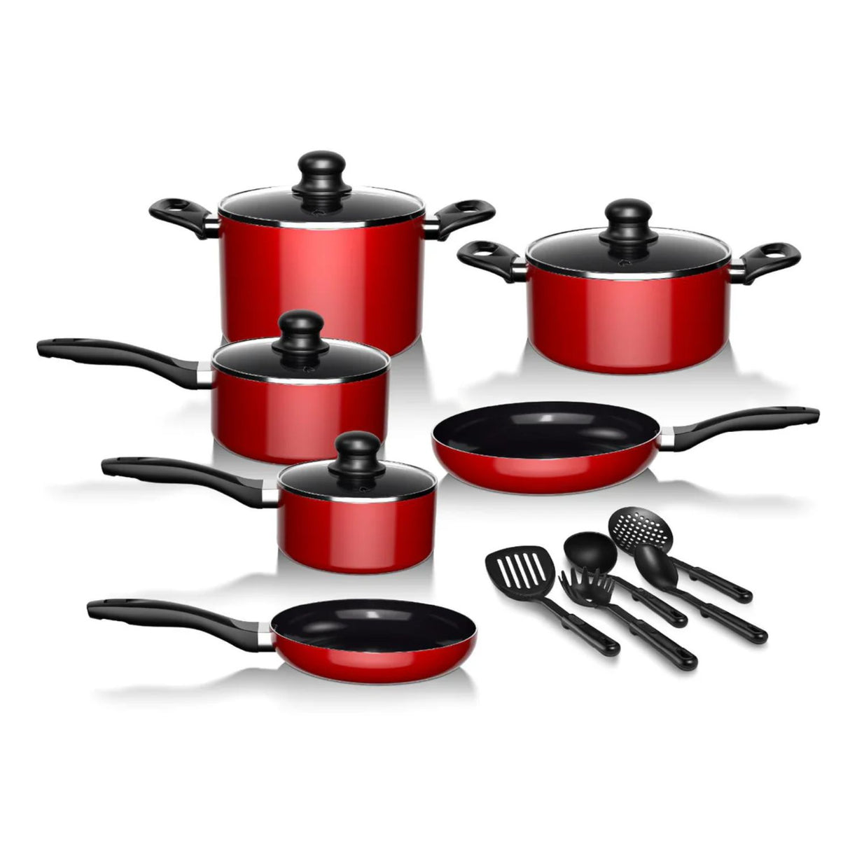 Batería de Cocina 15Pzas Aluminio Antiadherente Rojo Wolf