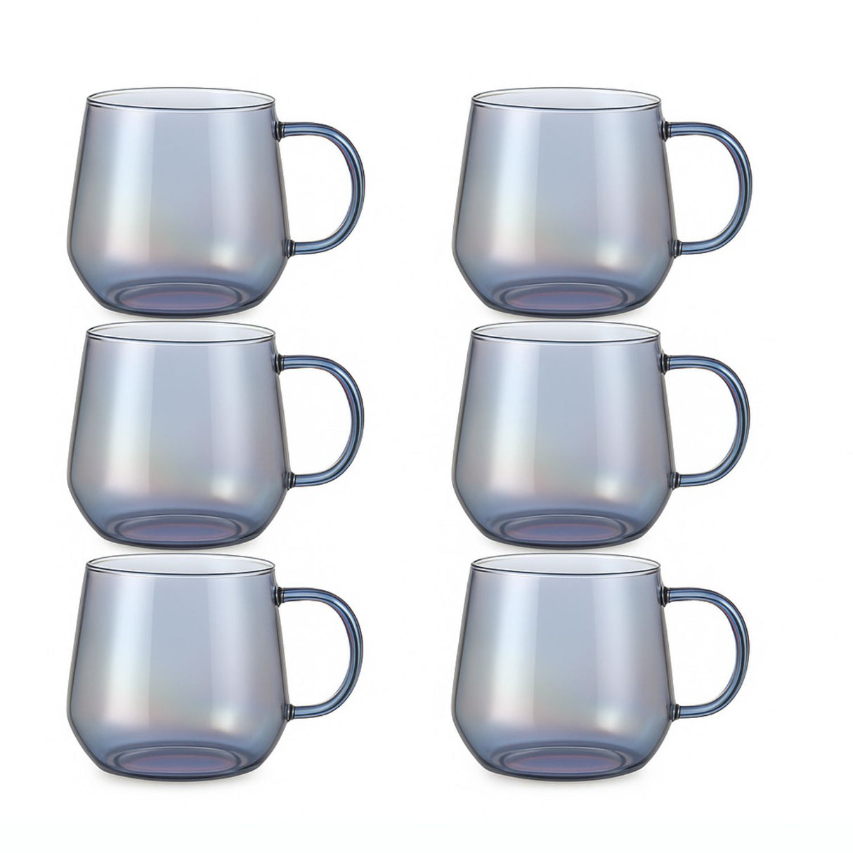 Set 6 Tazas Vidrio Iridiscente 240mL Diseño Elegante