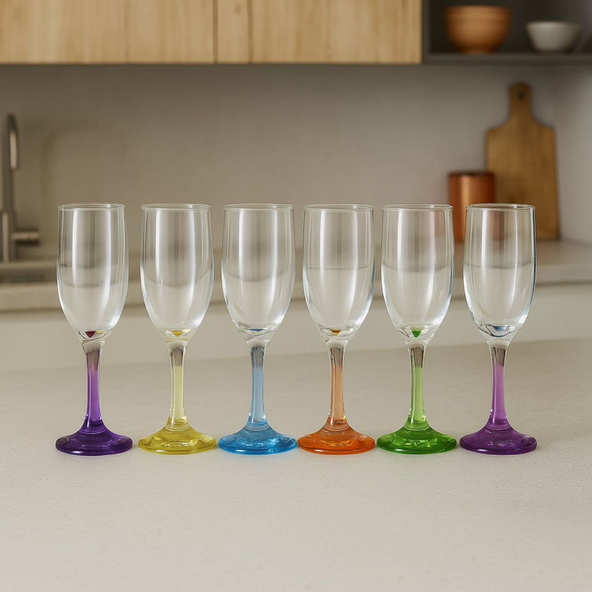 Display 6 Copas Champagne 176cc Flute Versalles Pie Color