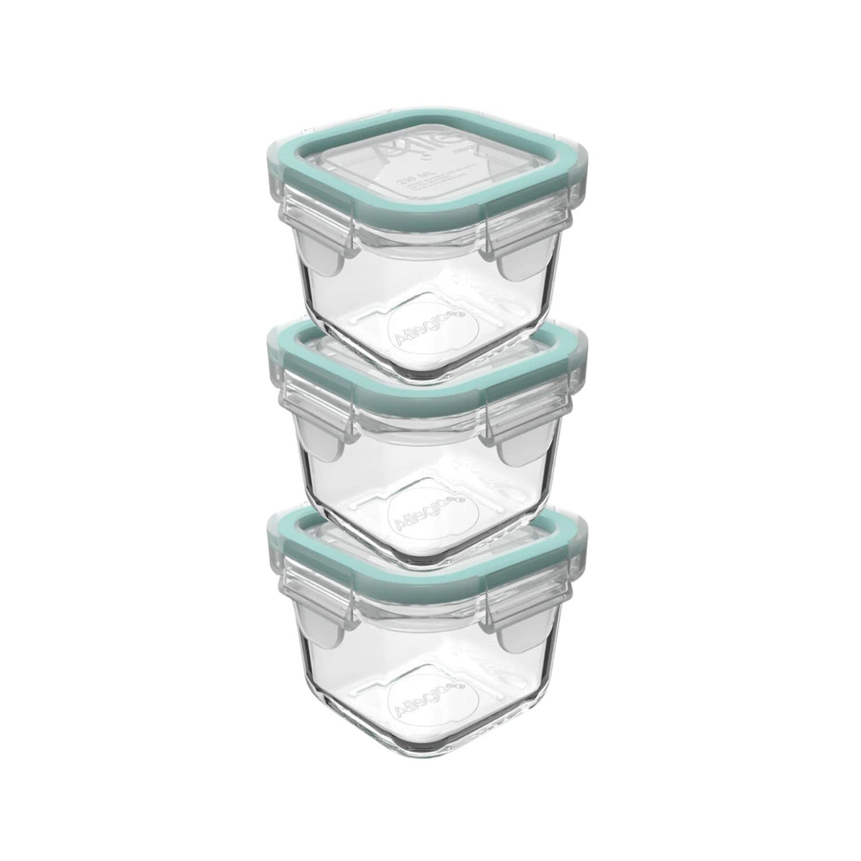 Set 3 Contenedores Hermeticos Allegra Vidrio 210mL Cuadrado