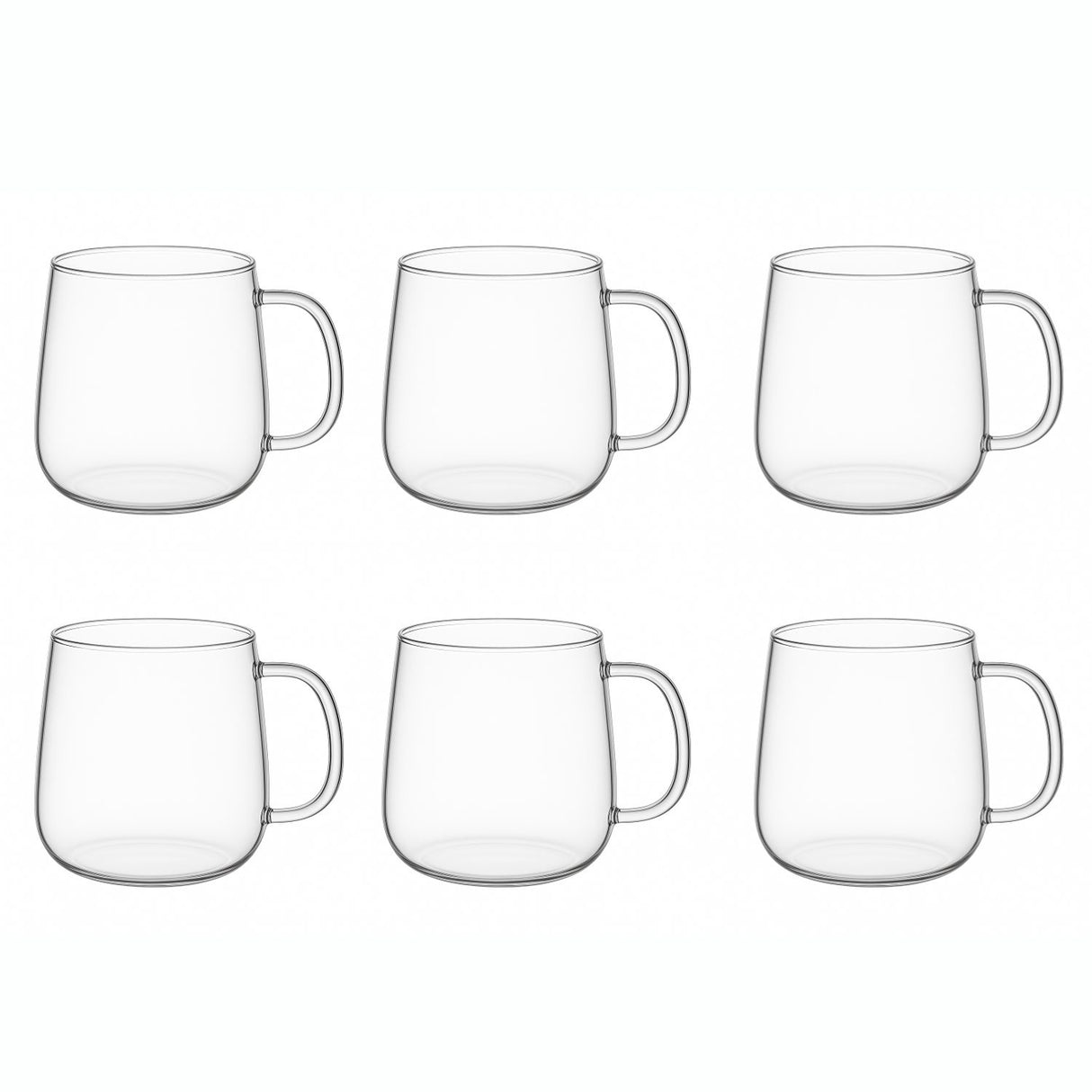 Set 2 Tazas Vidrio Transparente 490mL Diseño Curvo Moderno