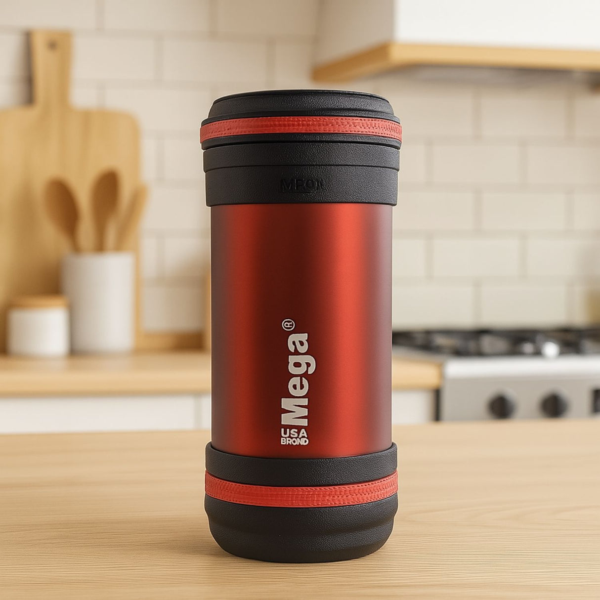 Termo Mega Maxx 600mL Comidas Metalico Acero Inoxidable Rojo