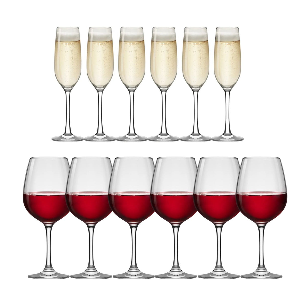 Set 6 Copas Flute 195mL + 6 Copas Vino 585mL Montepulciano