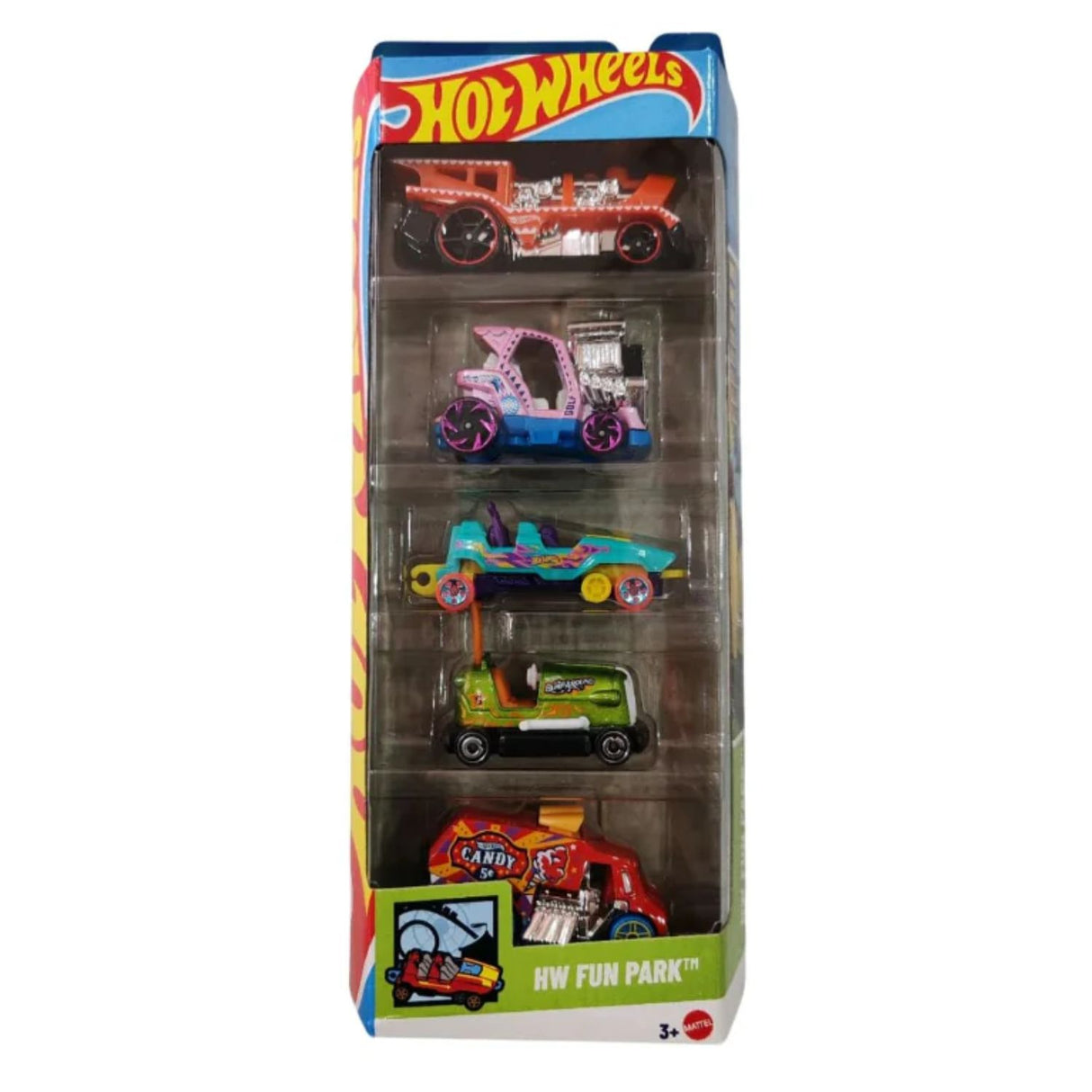 Set 5 Autos Basicos Hot Wheels Funk Park Vehiculo Mattel