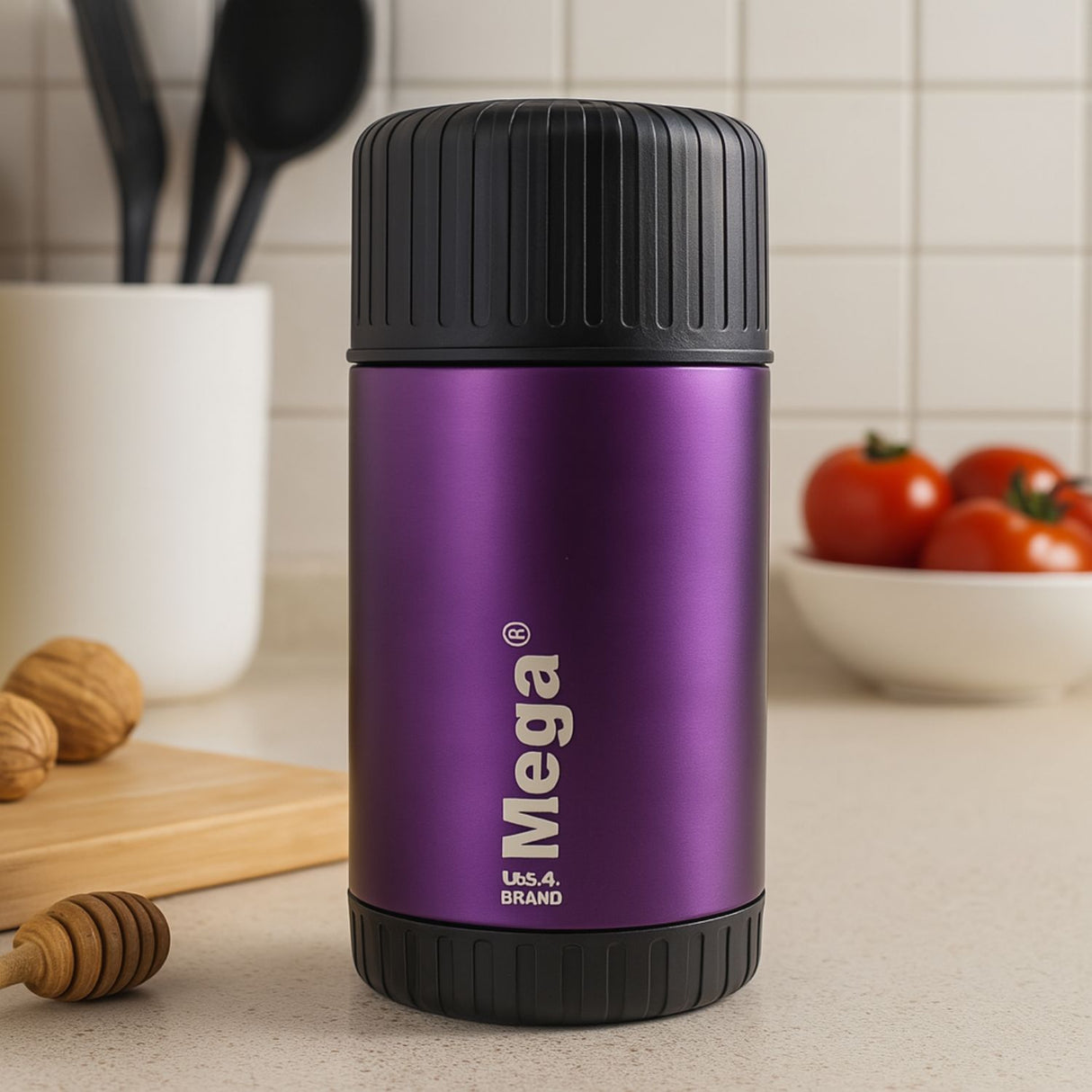 Termo Mega Magnum 750mL Comidas Metalico Acero Inoxidable Morado