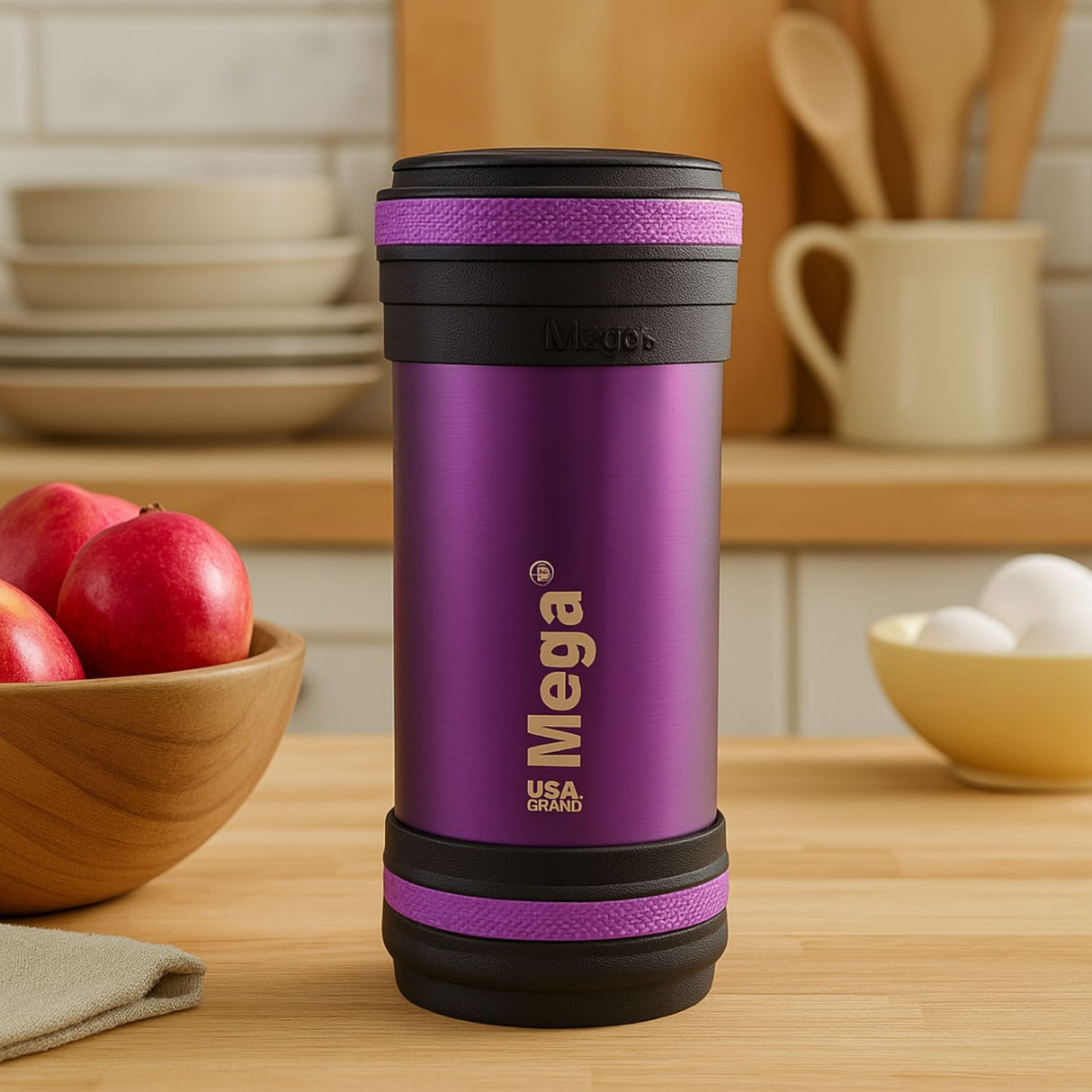 Termo Mega Maxx 600mL Comidas Metalico Acero Inoxidable Morado