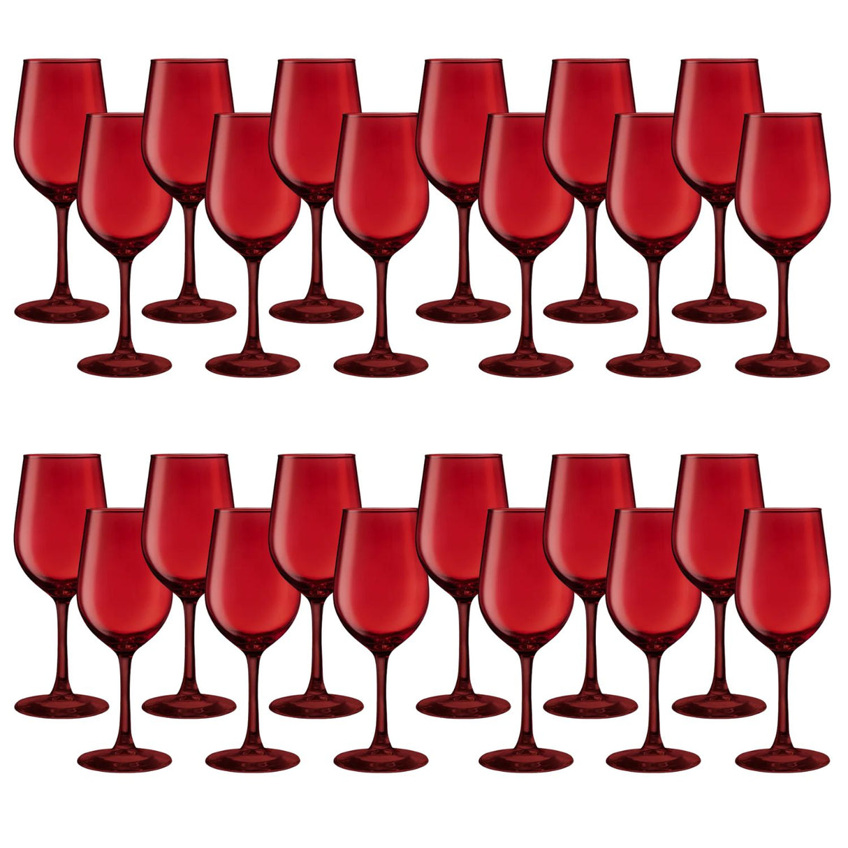 Set 24 Copas Vino Full Color Rojo 475mL Allegra De Vidrio