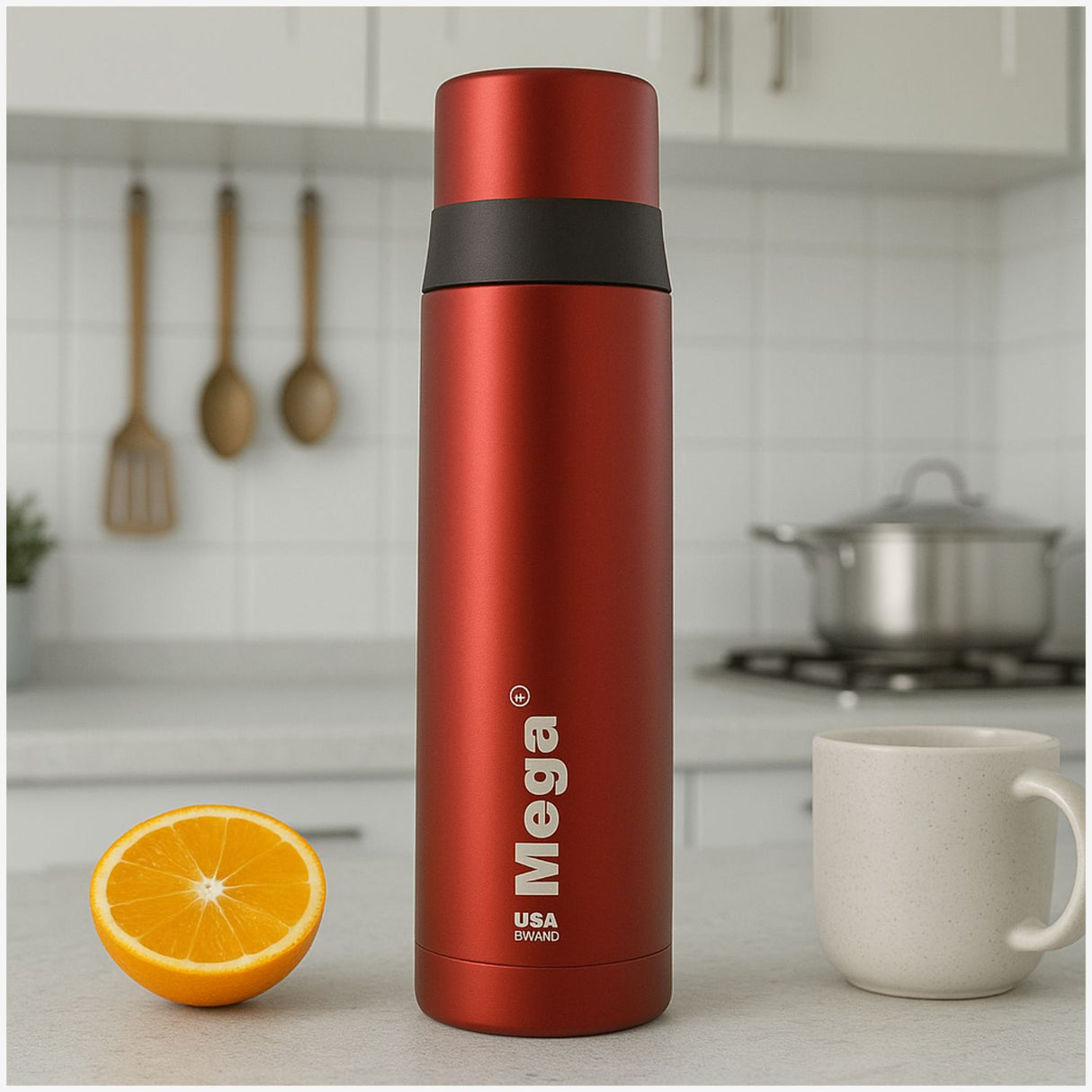 Termo Mega Slim IV 470mL Acero Inoxidable Metalico Te Cafe Rojo