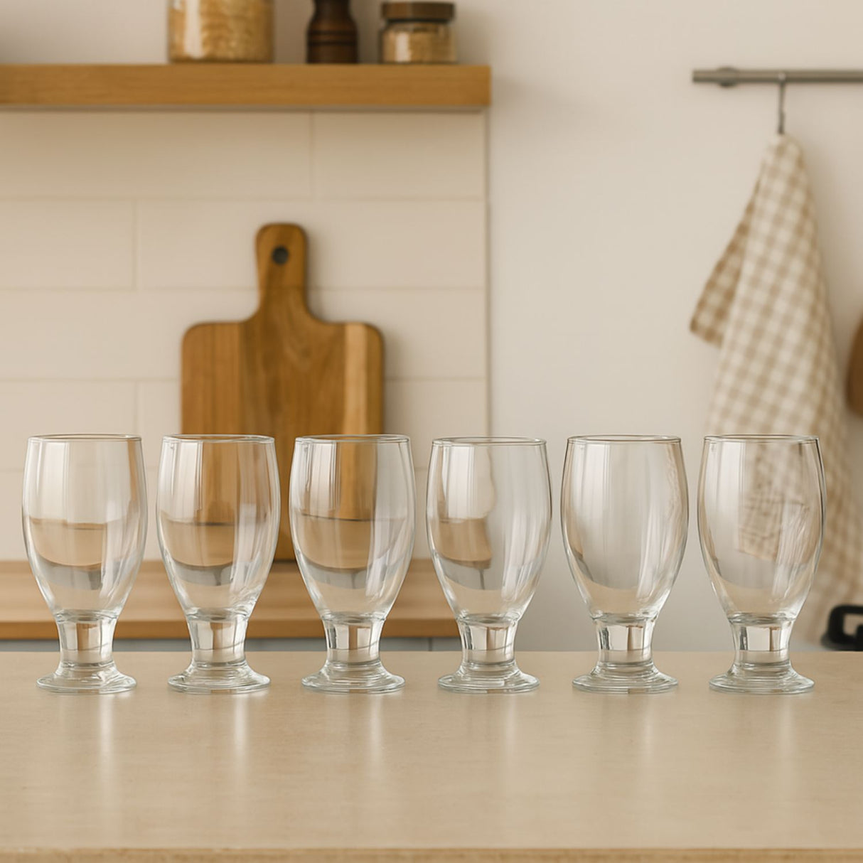 Display 6 Copas Lexington 355cc Para Agua Bebida Cerveza Cristar