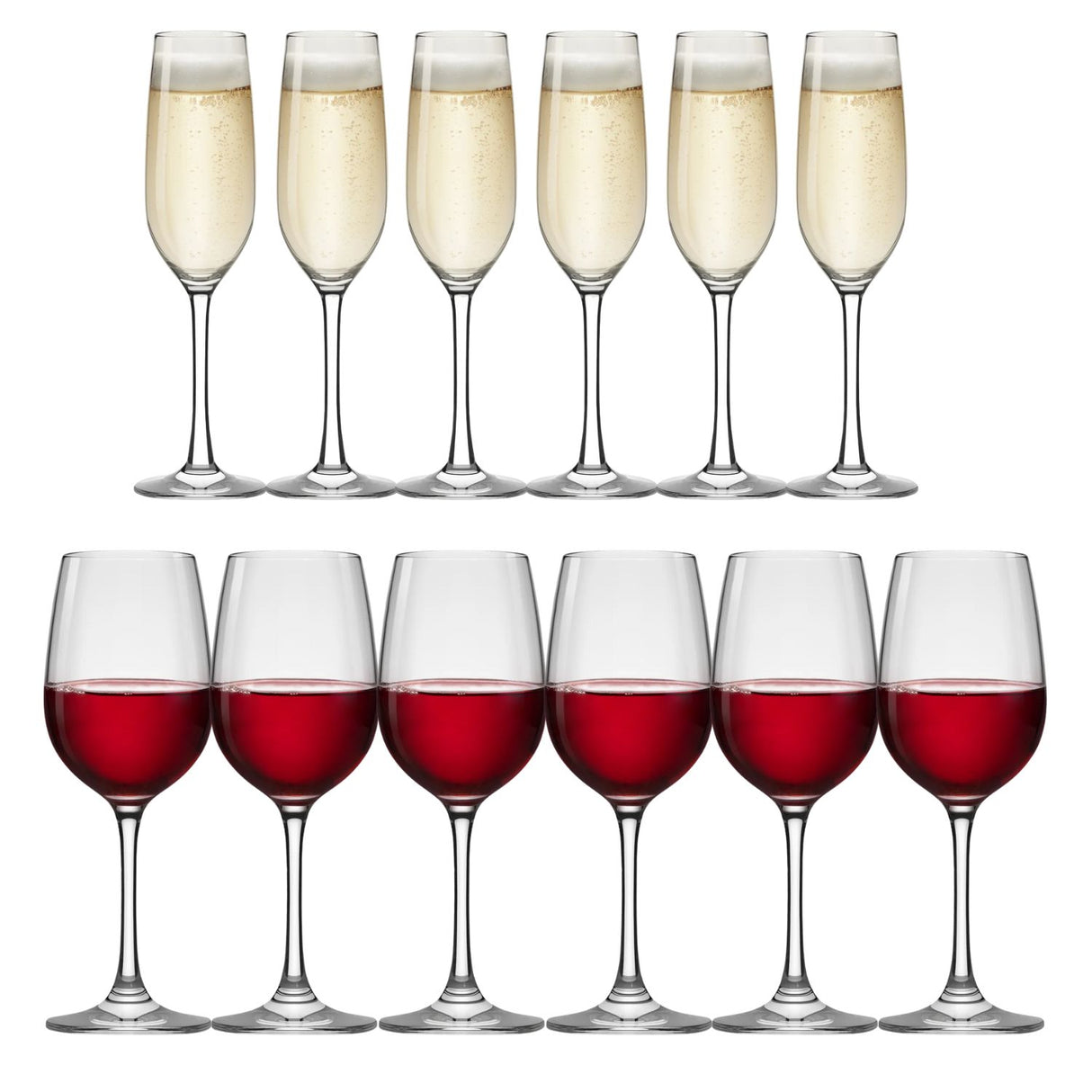 Set 6 Copas Flute 195mL + 6 Copas Vino 405mL Montepulciano