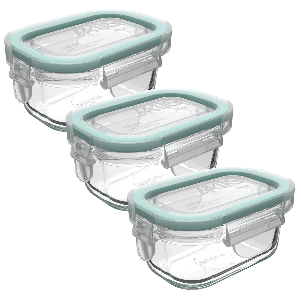 Set 3 Contenedores Hermeticos Allegra Vidrio 150mL Rectangular