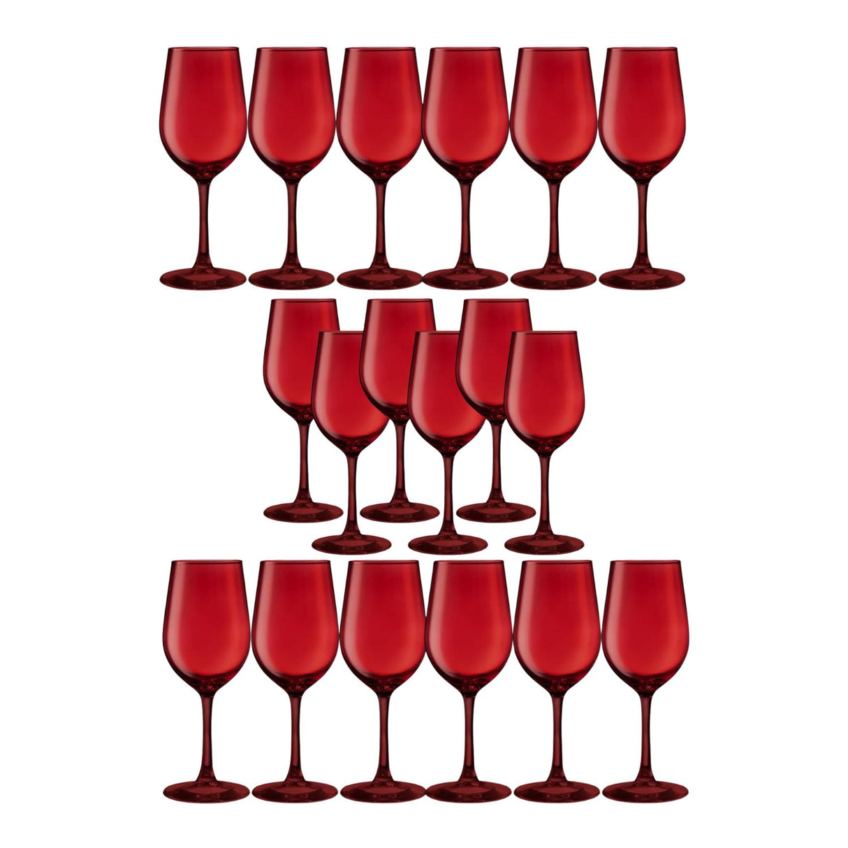 Set 18 Copas Vino Full Color Rojo Allegra 330mL Vidrio