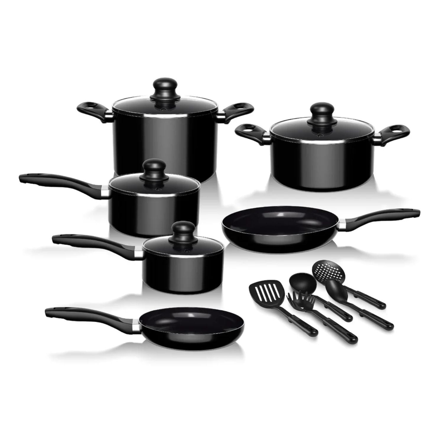 Batería de Cocina 15Pzas Aluminio Antiadherente Negro Wolf