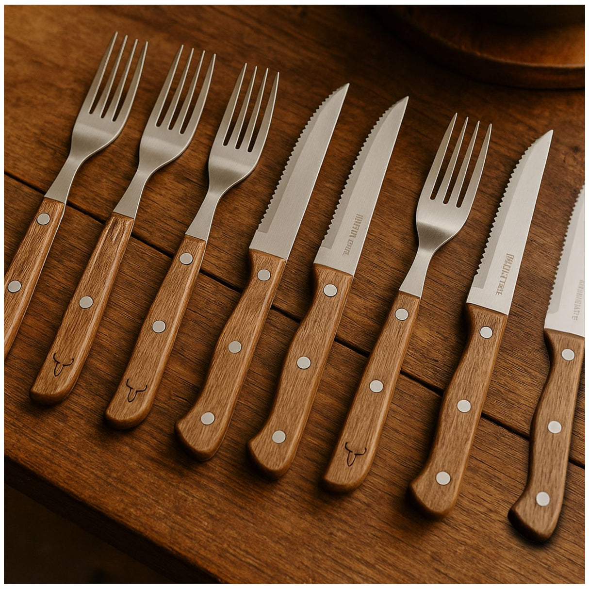 Set 8 Piezas Cuchillos Tenedores PRM Wayu Cocina Asados