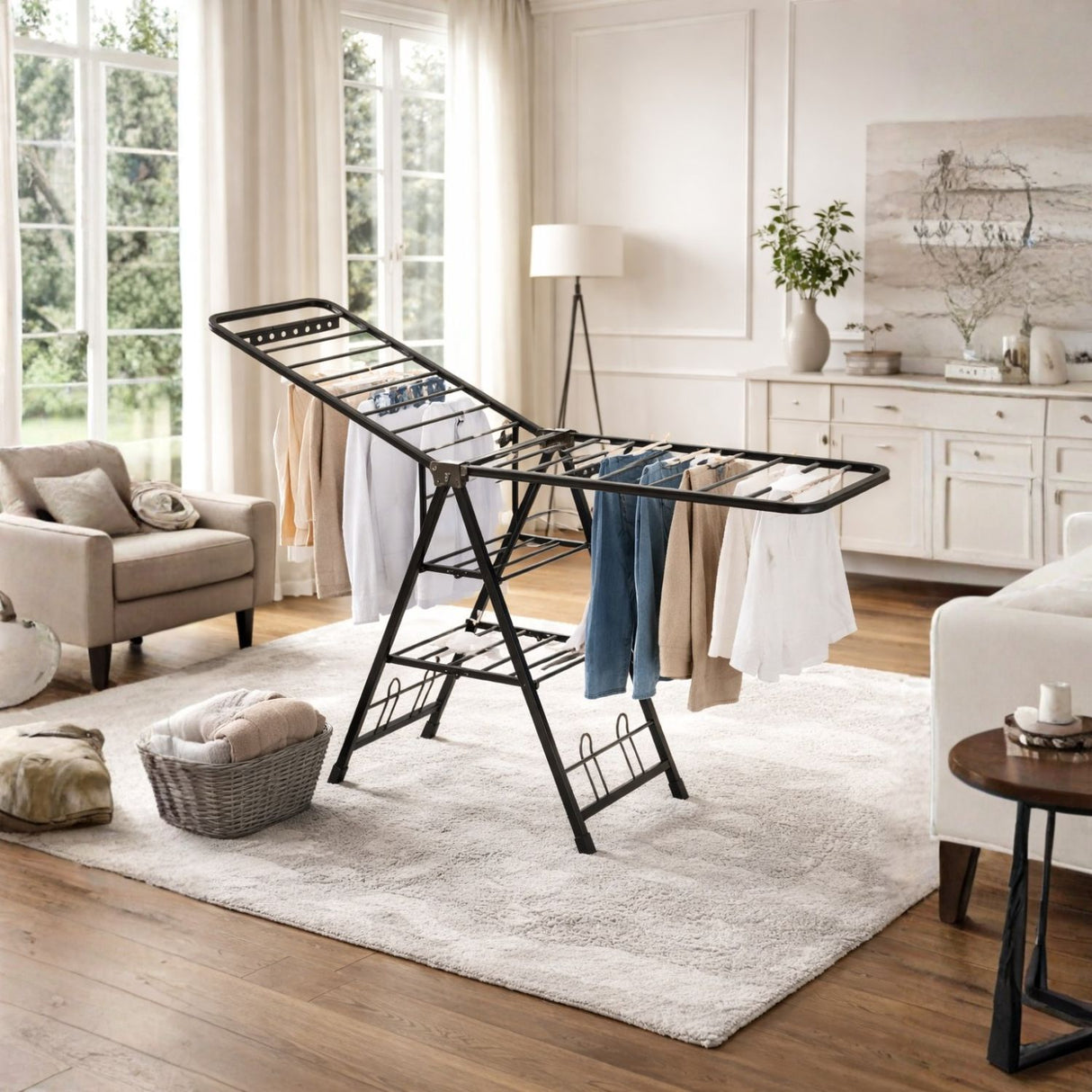 Tendedero Plegable de Acero Regulable para Ropa Color Gris | Disparo.cl