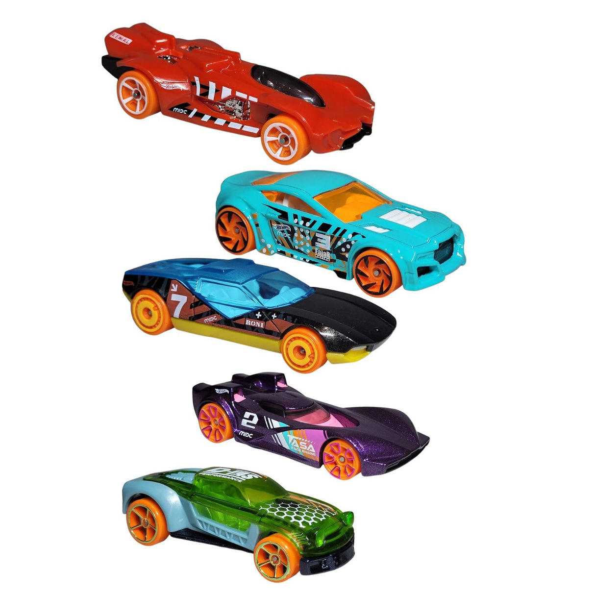 Set 5 Autos Basicos Stunt Tracks Hot Wheels Vehiculo Mattel