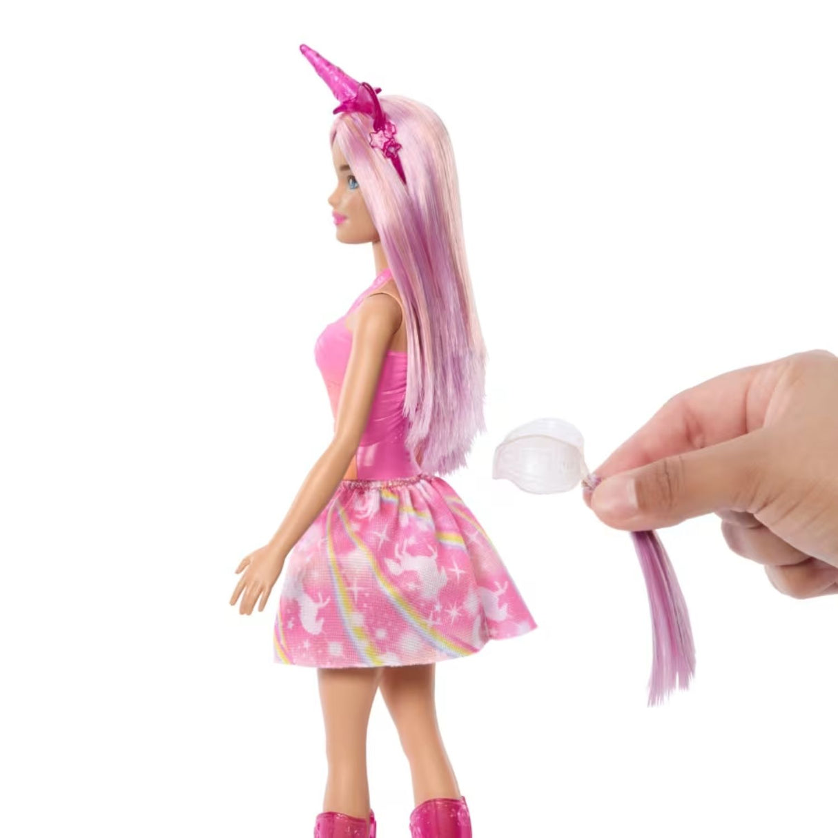 Barbie Muñeca Unicornio Falda De Ensueño Mattel Cabello Rosa