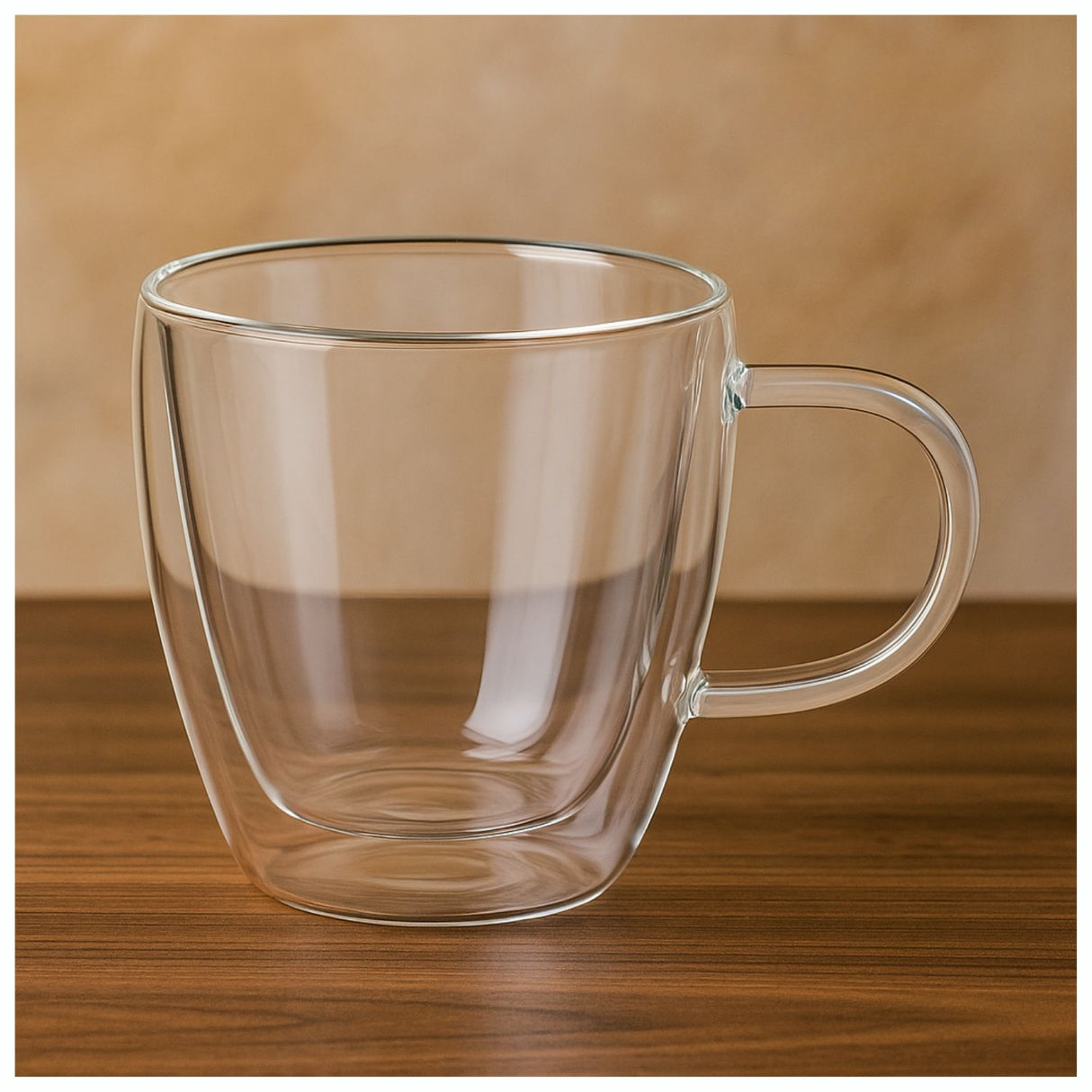 Taza Vidrio Doble Pared 250mL Transparente Café Té