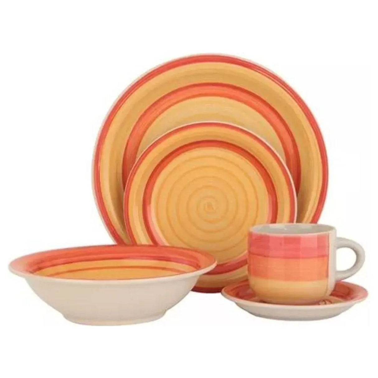 Set De Vajilla Ceramica Hallen 30 Piezas Juego Loza Naranja