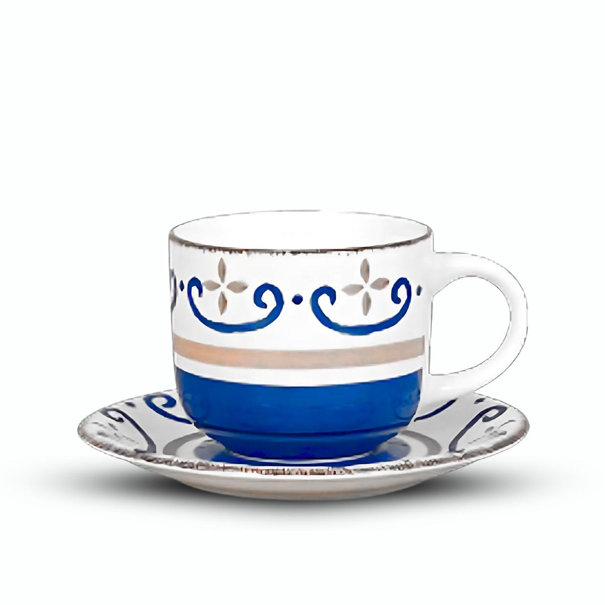 Set 6 Tazas Porcelana 350mL Platillos Estilo Mediterráneo Cocina