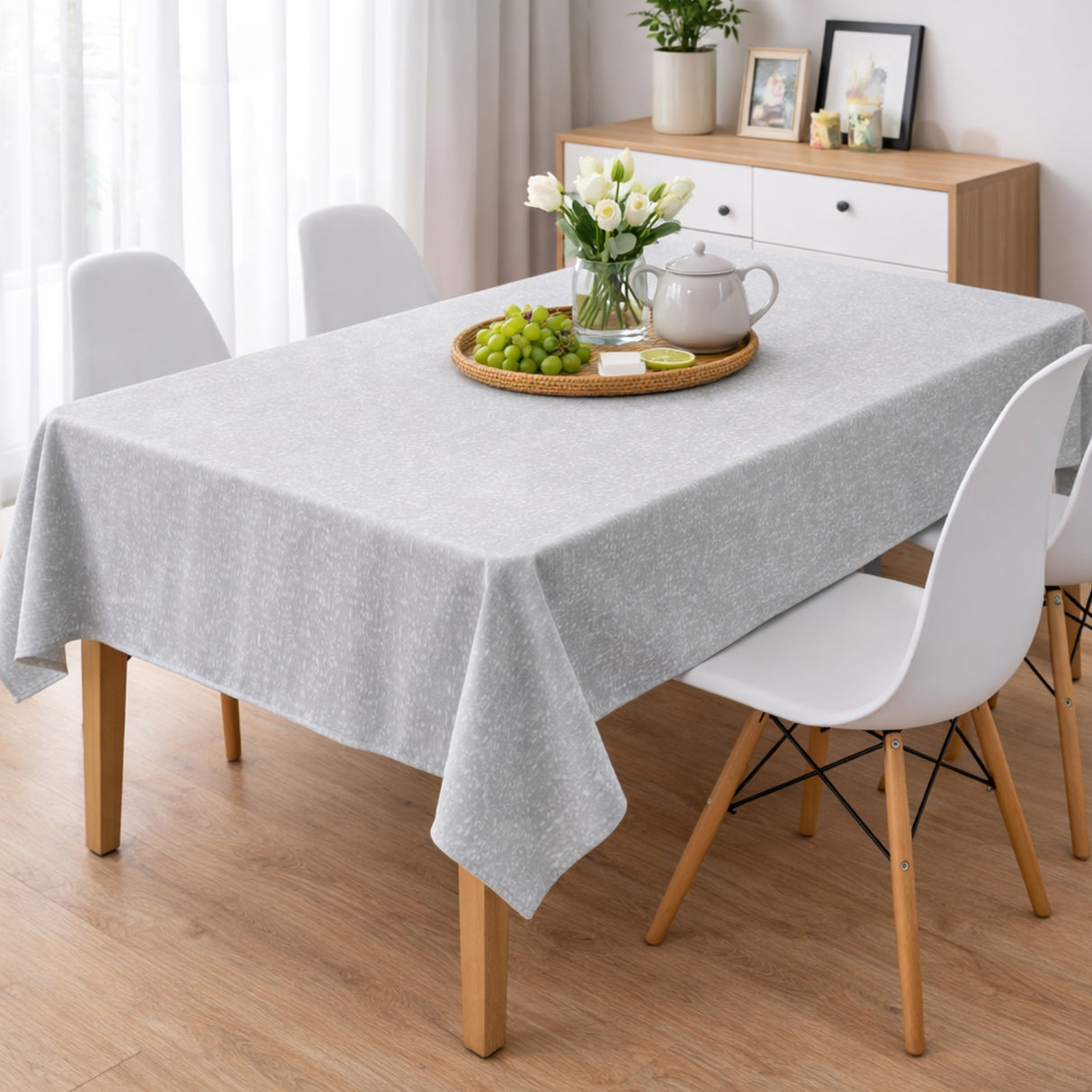 Mantel de Mesa Antimanchas 140x220 cm para Mesa Rectangular Gris | Disparo.cl