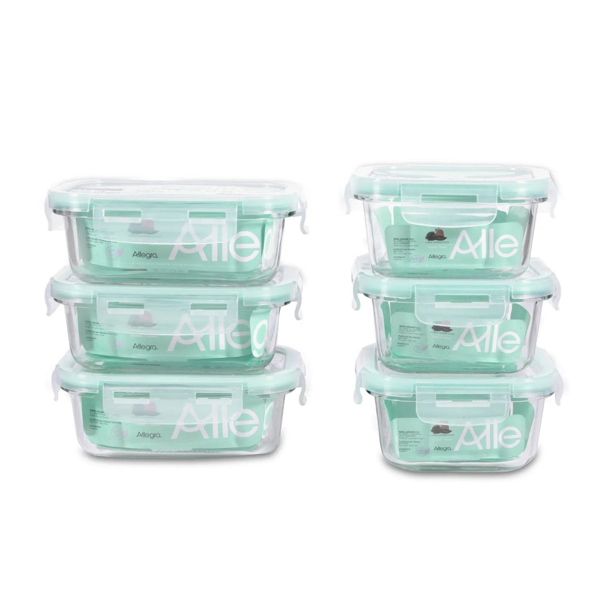 Set 12 Contenedores Tapers Hermeticos Vidrio Allegra