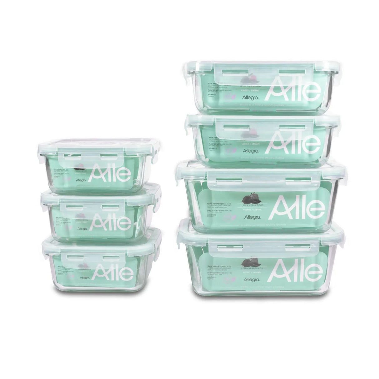 Set 12 Contenedores Tapers Hermeticos Vidrio Allegra