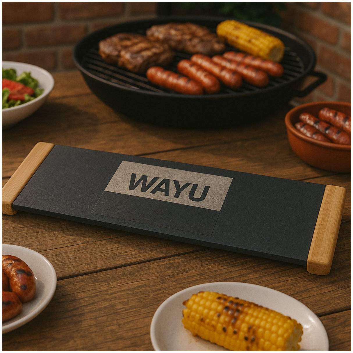 Tabla Piedra Pizarra 40cm Wayu Mango Madera Alta Durabilidad Cocina