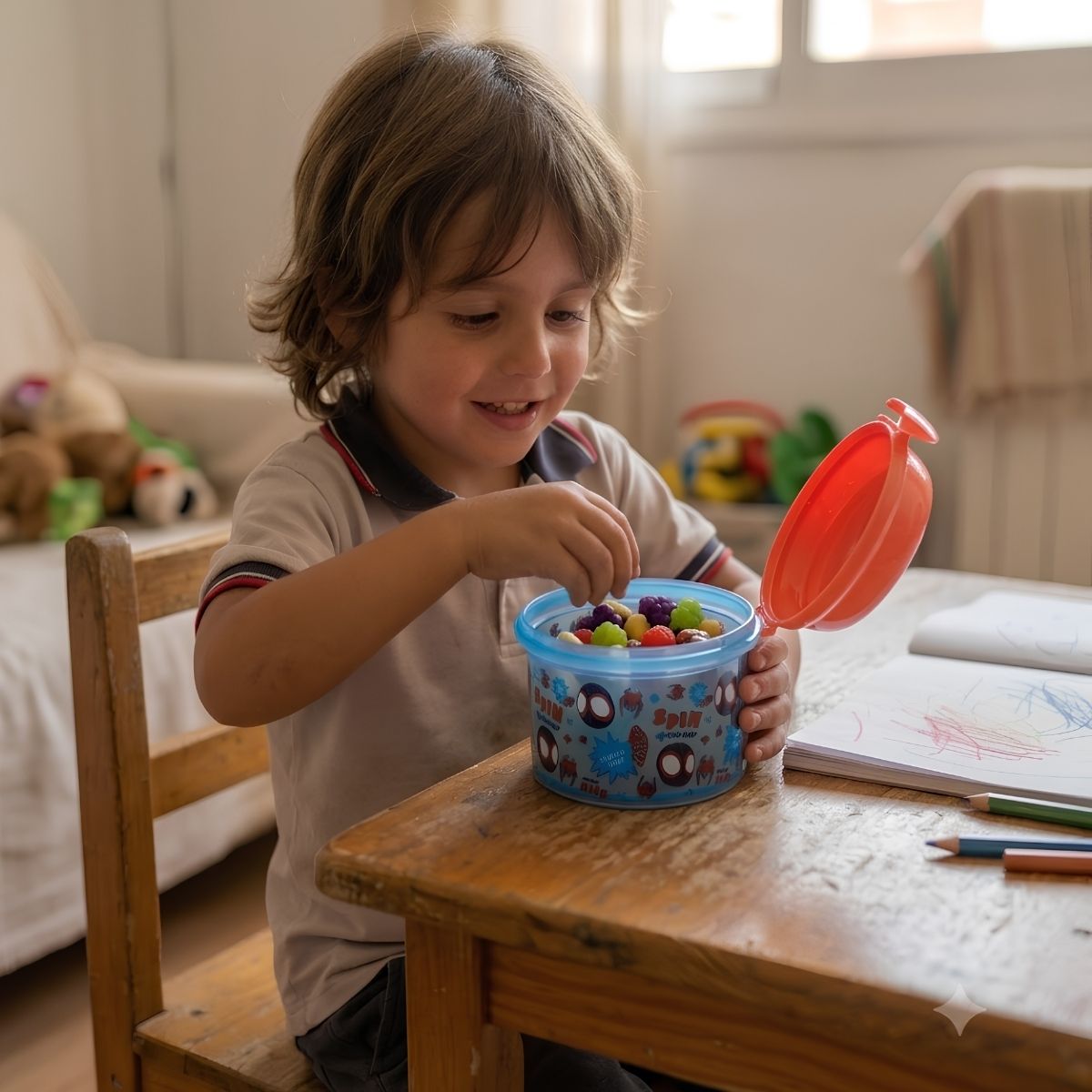 Porta Snack Infantil Spiderman Libre de BPA Contenedor