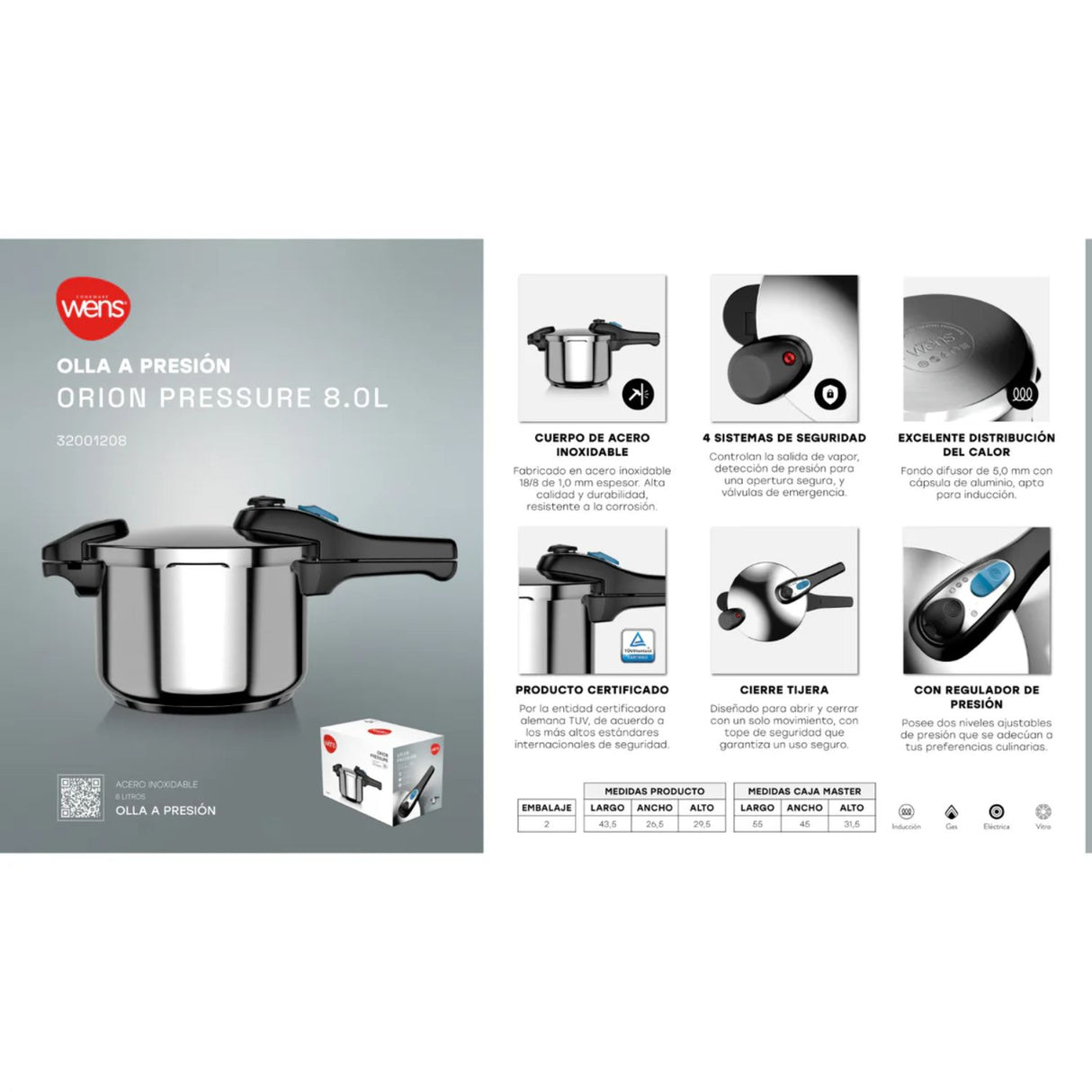 Olla A Presion 8L Acero Inoxidable Orion Pressure Wens