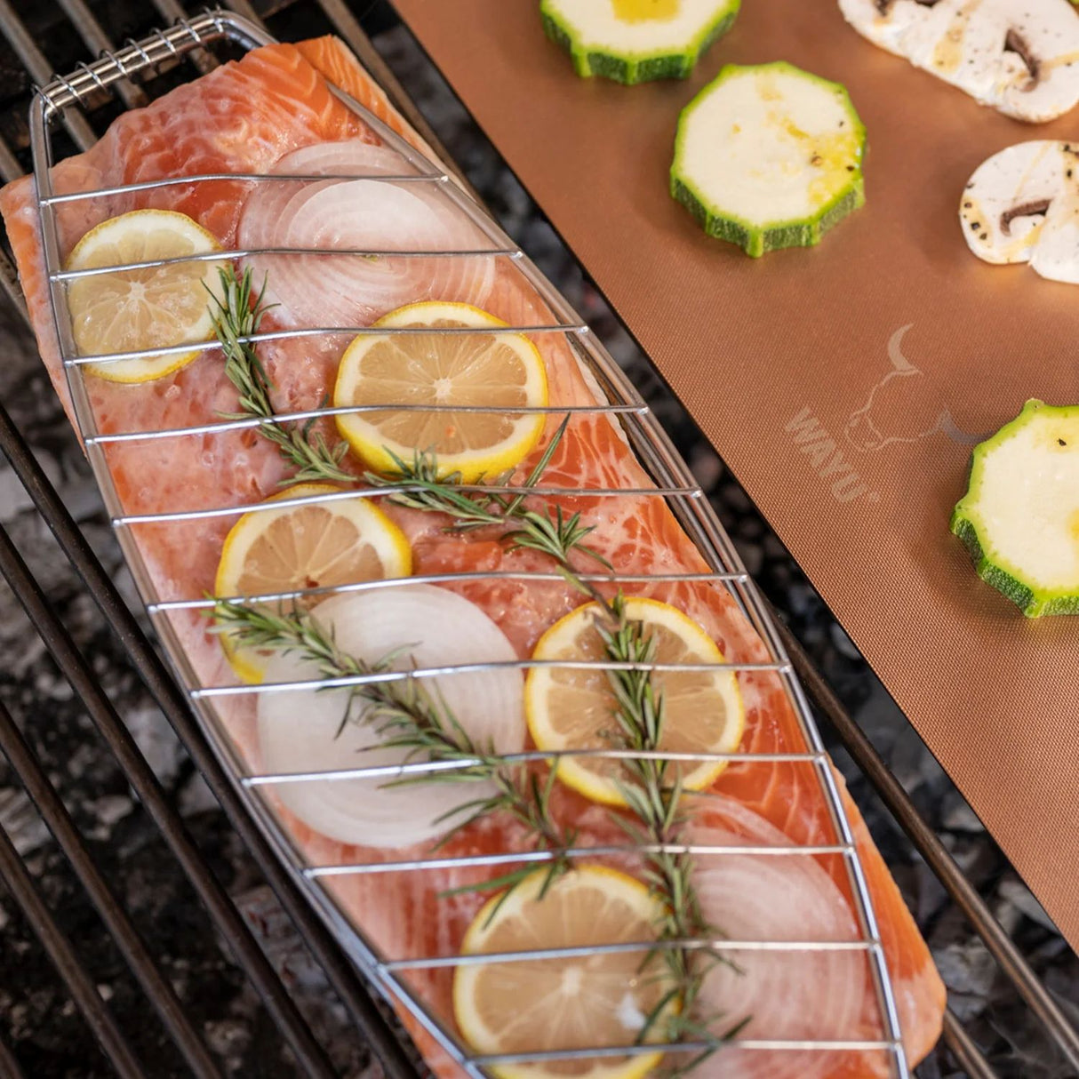 Parrilla para Pescado Mango Madera Utensilio Cocina Wayu