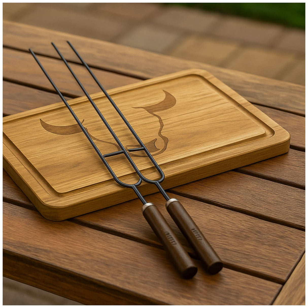 Set 2 Anticuchos Dobles 41cm Acero Inoxidable Asado Black Bull