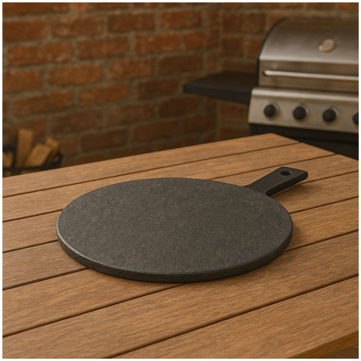 Plato Piedra Redondo de 42Cm con Mango Cocina Wayu