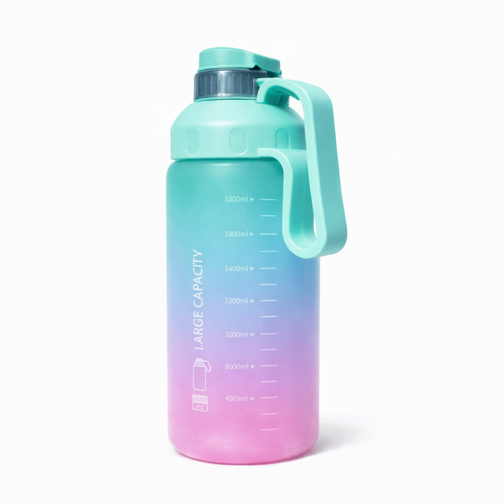 Botella Deportiva Degrade Turquesa Lila 1800 mL con Asa | Disparo.cl
