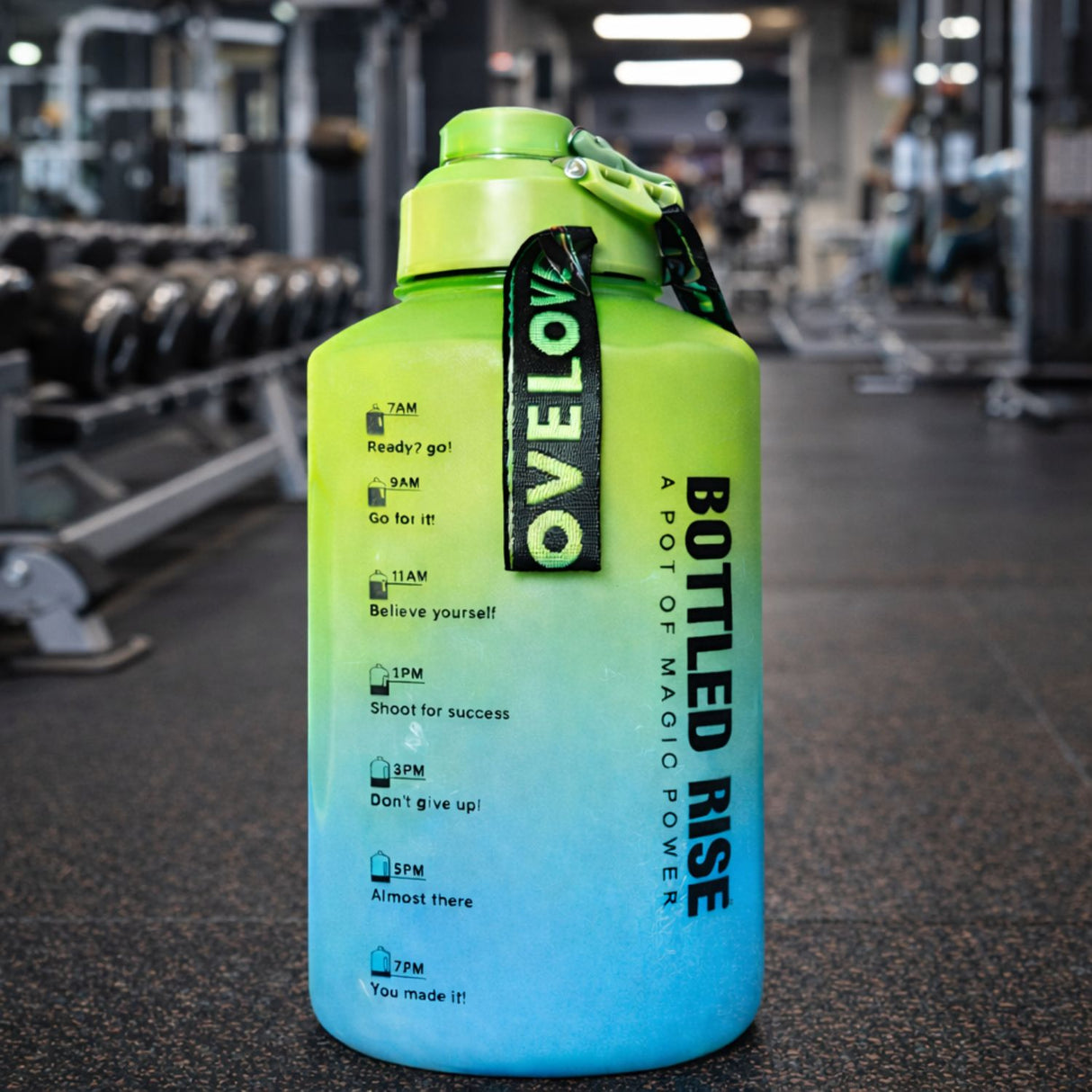 Botella Deportiva Motivacional Verde Aqua 2200 mL