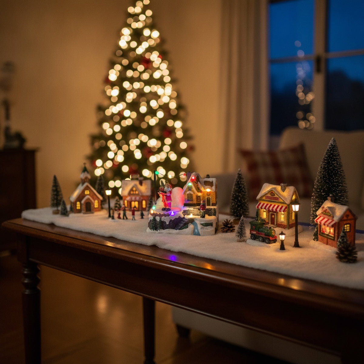 Casita Navideña Musical Viejito Pascuero LED 18cm