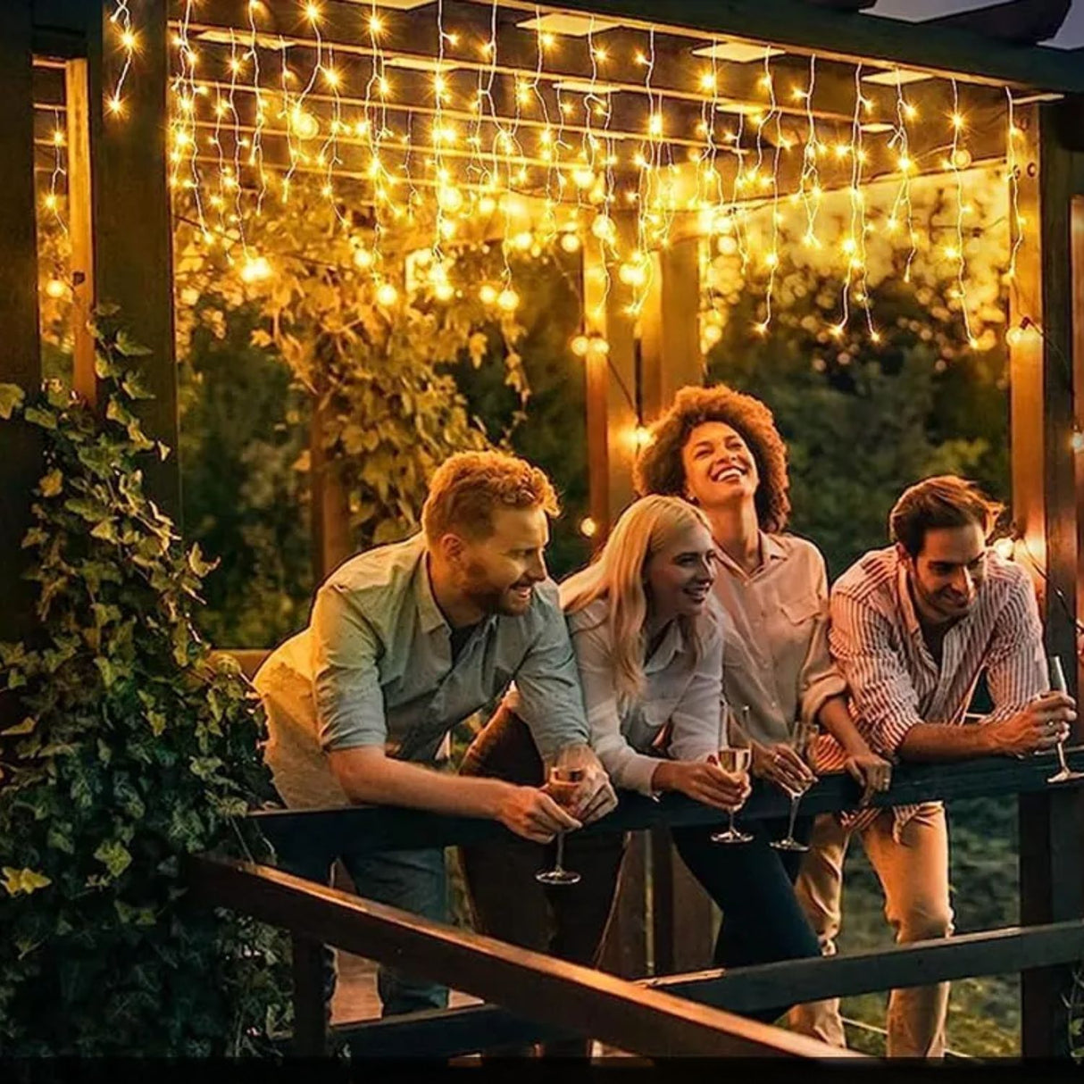 Luces Navidad Solar Cascada Calidas 360 Led 8M Decoracion. Ilumina tu hogar con estilo y ahorra energía. ¡Compra ahora y transforma tu Navidad!-2