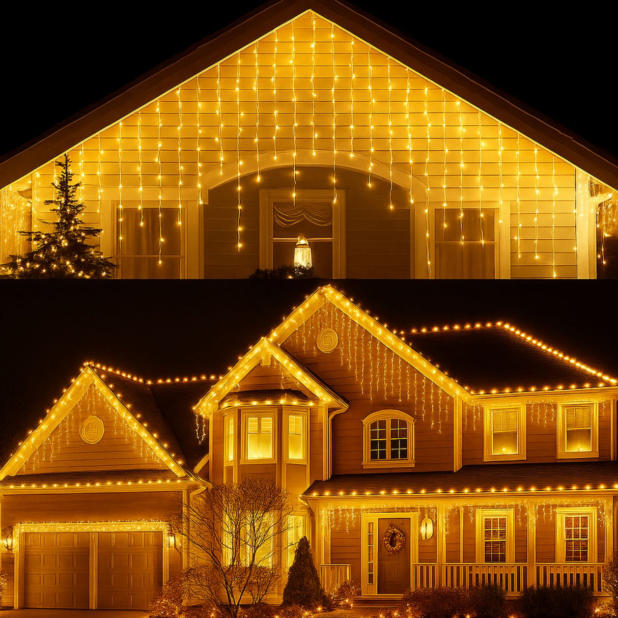 Luces Navidad Solar Cascada Calidas 360 Led 8M Decoracion. Ilumina tu hogar con estilo y ahorra energía. ¡Compra ahora y transforma tu Navidad!-4