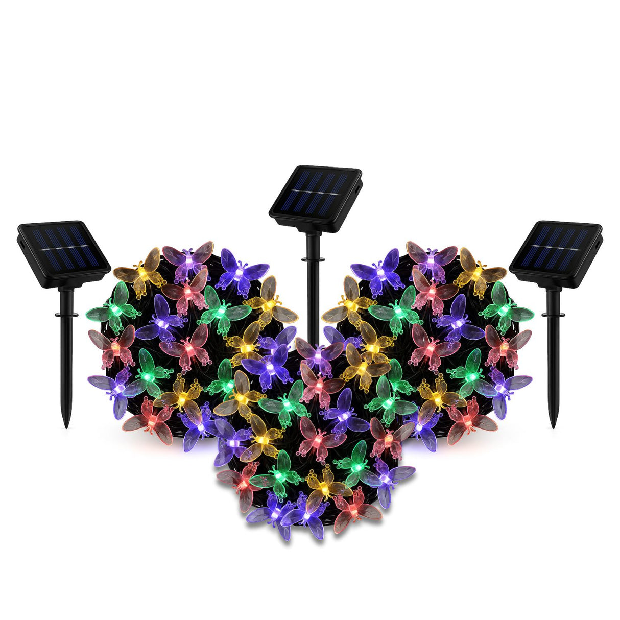 Set 3 Luces Navidad Led Mariposa Solar RGB Decoracion Hogar. Ilumina tu espacio con estilo y ahorra energía. ¡Compra ahora y transforma tu hogar!-1