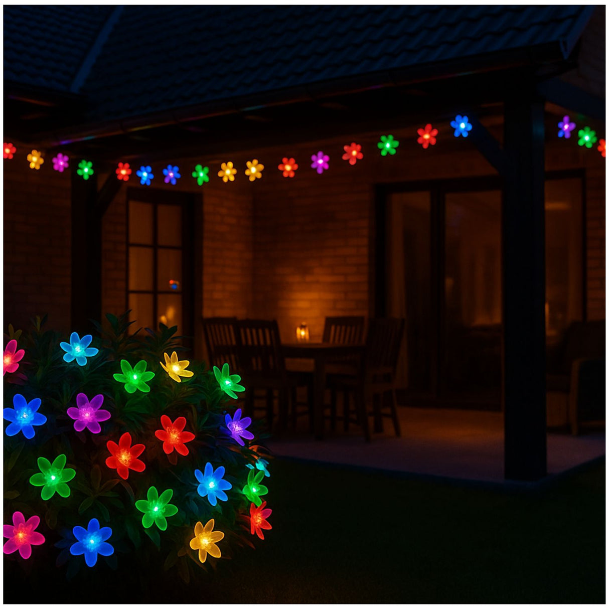 Luces Navidad Led Flores Solar RGB Decoracion Jardin Hogar. Ilumina tu espacio con estilo y ahorra energía. ¡Compra ahora y transforma tu hogar!-3