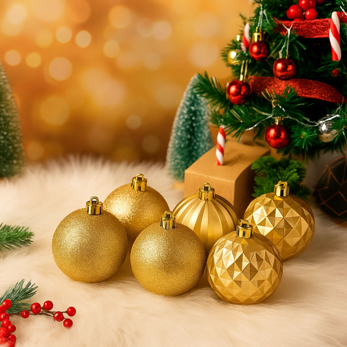 16 Esferas Navidad Bambalinas 8 Cm Dorado Navideñas Decorar. Perfectas para embellecer tu hogar estas fiestas. ¡Compra ahora y transforma tu decoración!-3