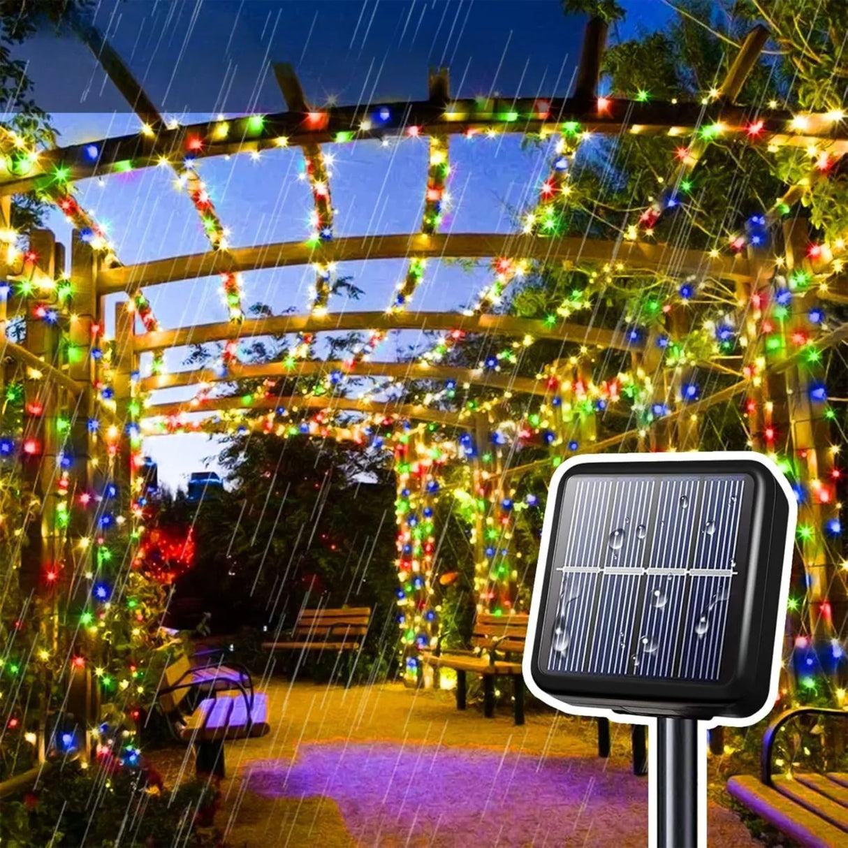Luces Guirnalda Navidad Solar 200 Led RGB 20M Decoracion. Ilumina tus fiestas con estilo y sin cables. ¡Compra ahora y transforma tu hogar!-3