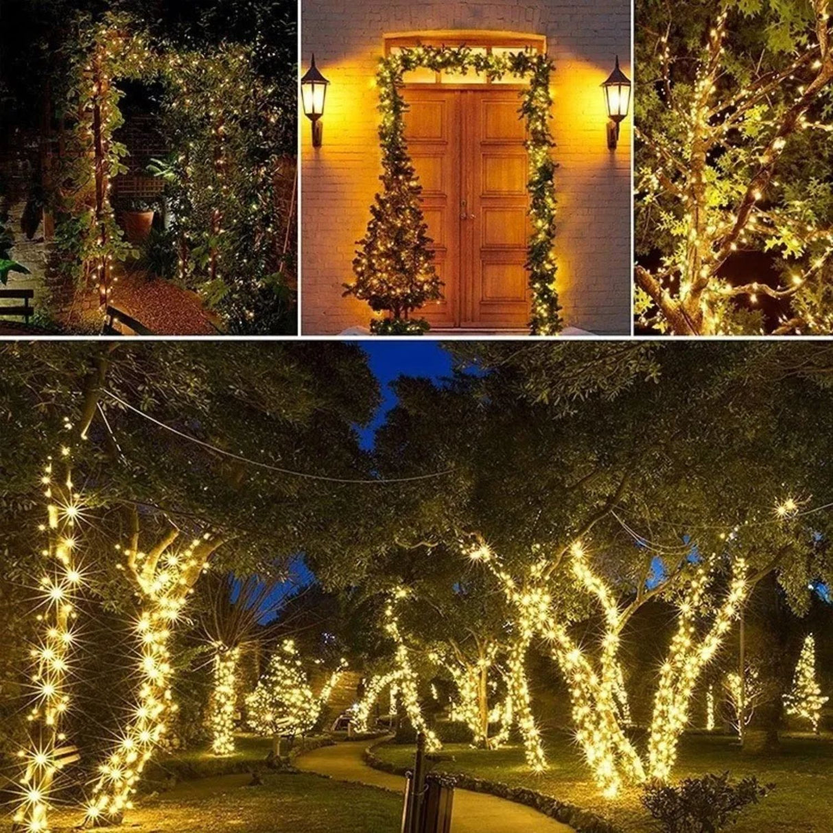 Luces Guirnalda Navidad Solar 200 Led Calida 20M Decoracion. Ilumina tus fiestas con estilo y sin cables. ¡Compra ahora y transforma tu hogar!-2