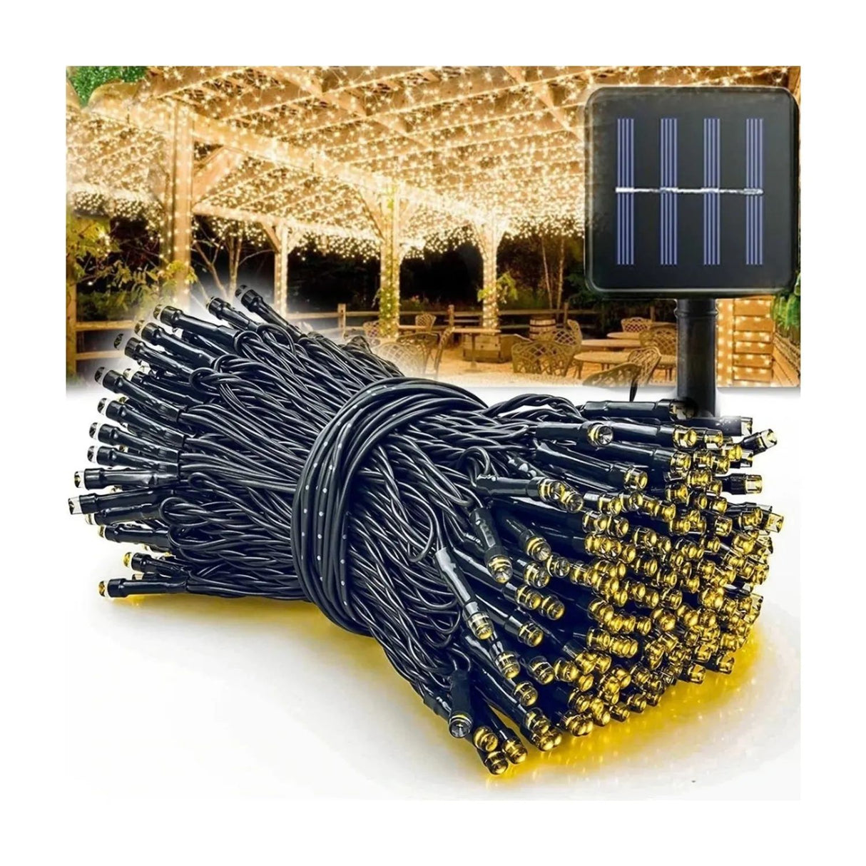 Set 3 Luces Guirnalda Navidad Solar 200 Led Calida 20M Hogar. Ilumina tu hogar con estilo y ahorra energía. ¡Compra ahora y transforma tu Navidad!-3