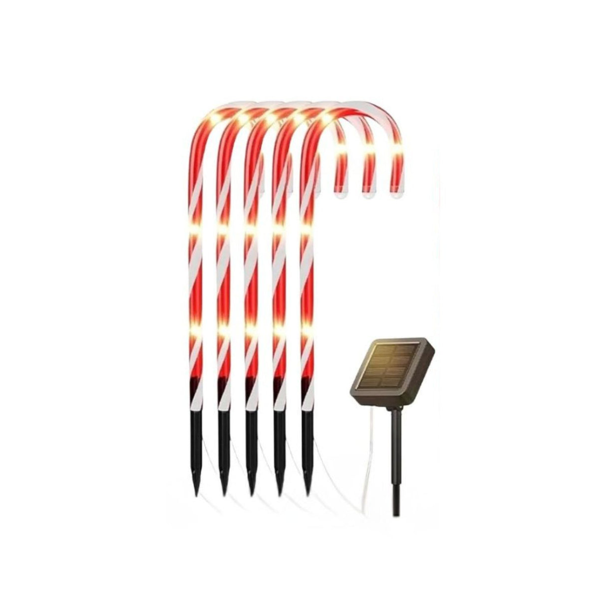 Set 5 Luces Navidad Bastones Led Estaca Solar Decorativas. Ilumina tu hogar con estilo y ahorra energía. ¡Compra ahora y transforma tu decoración!-1