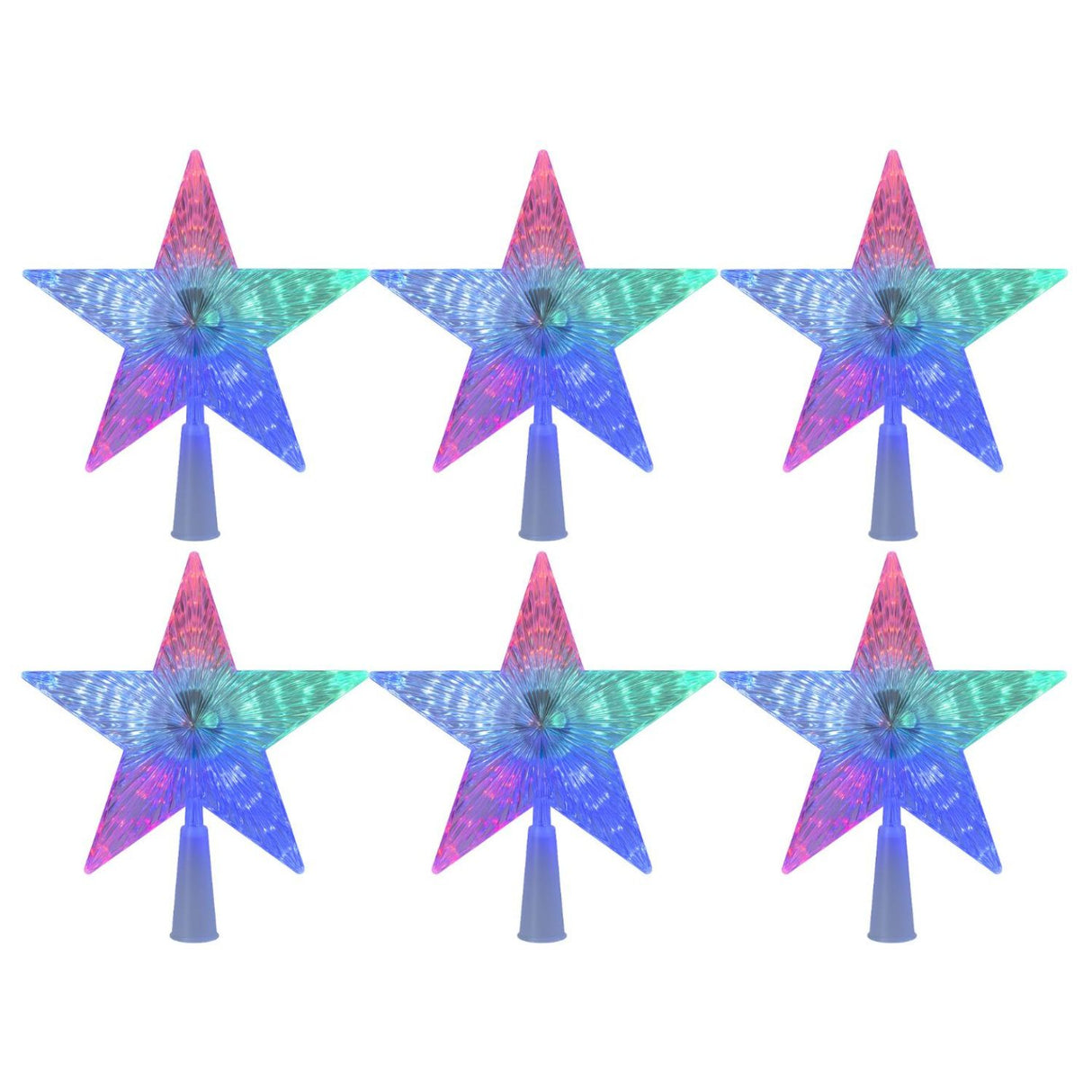 Set 6 Estrellas Punta Arbol RGB Navidad A Pilas Decoracion. Ilumina tu árbol con colores vibrantes. ¡Compra ahora y transforma tu Navidad!-1