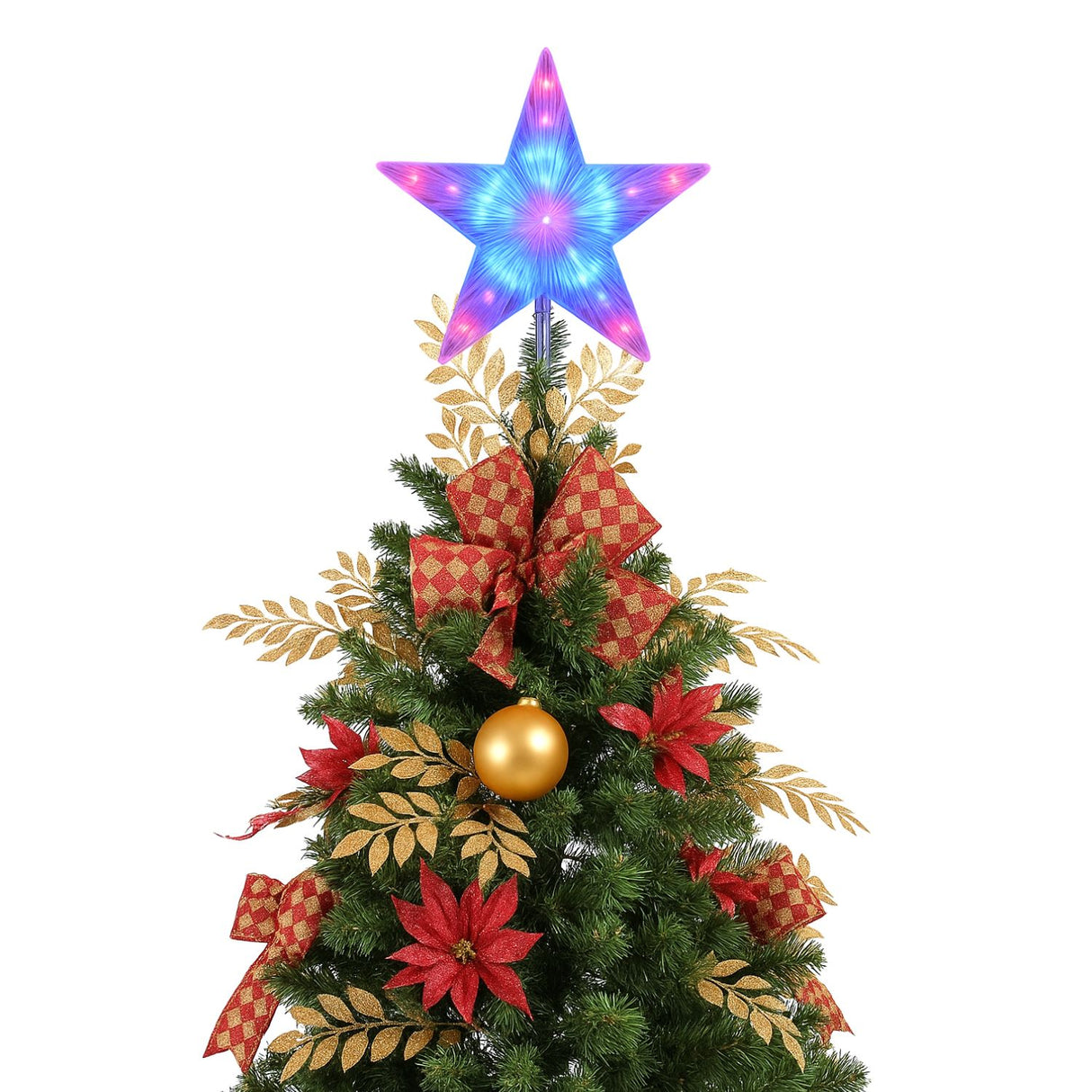 Set 6 Estrellas Punta Arbol RGB Navidad A Pilas Decoracion. Ilumina tu árbol con colores vibrantes. ¡Compra ahora y transforma tu Navidad!-2